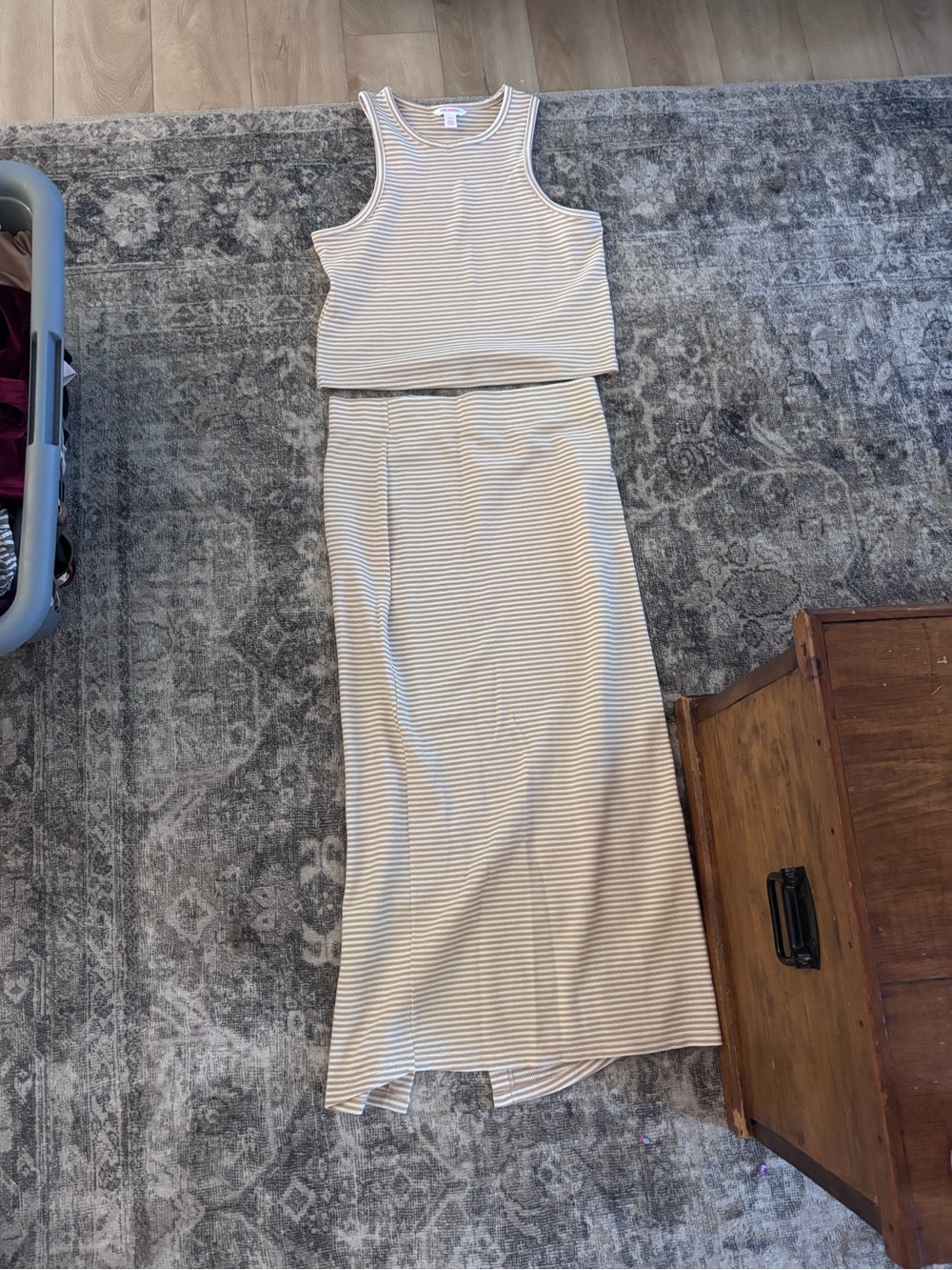 Joe Fresh Cream and White Striped Maxi Skirt Set